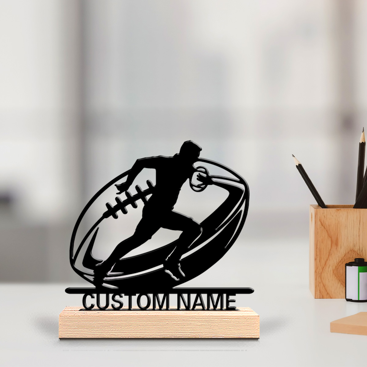 Art Craft Simple - 1pc Simple Rugby Customizable Text Metal