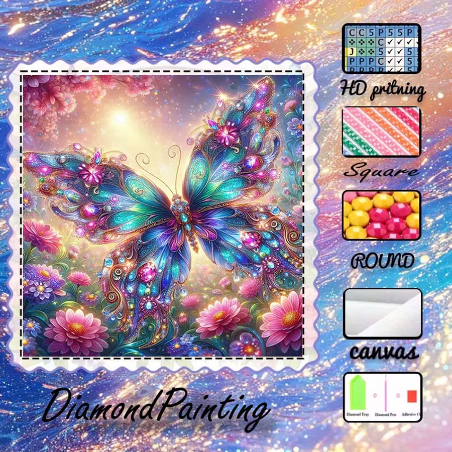 Art Craft Butterfly - 1 piece 5D DIY flocking cloth,