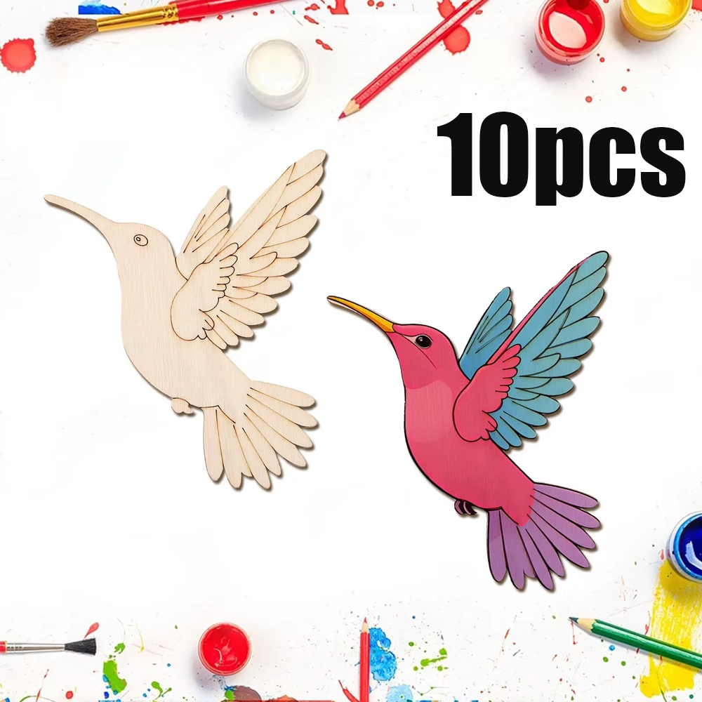 Art Craft Diy - 10pcs Unfinished Wood Animal Bird Cutouts,Wooden