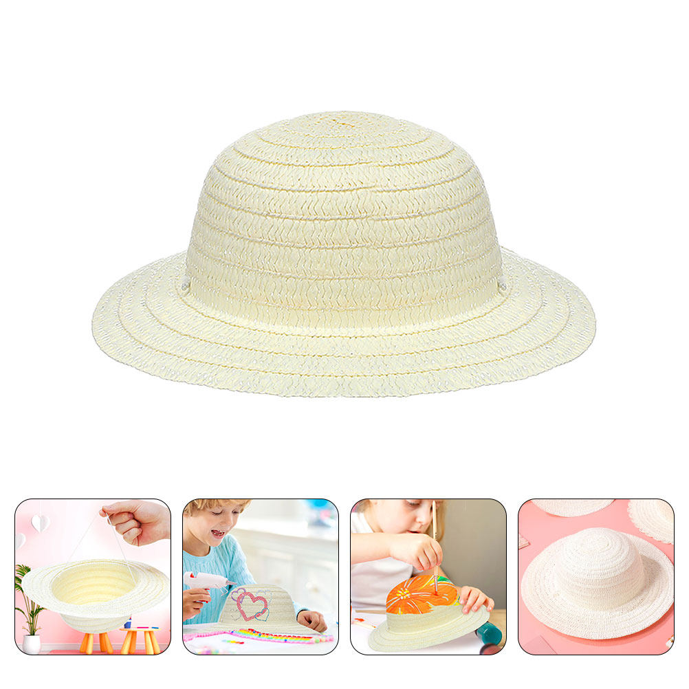 8Pcs DIY Kids Straw Hats White - огляд і ціна Art Craft Diy