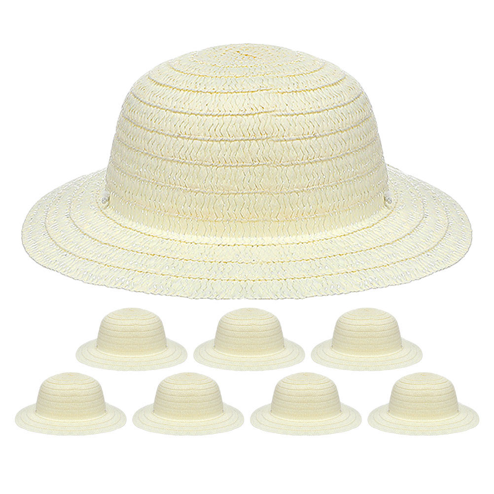 8Pcs DIY Kids Straw Hats White - огляд і ціна Art Craft Diy