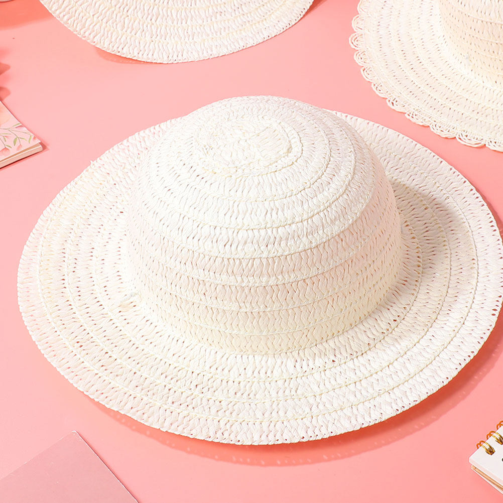 8Pcs DIY Kids Straw Hats White - огляд і ціна Art Craft Diy