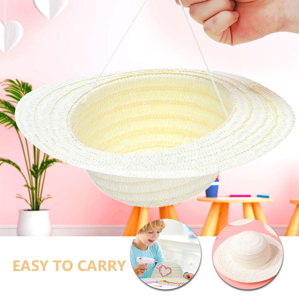 8Pcs DIY Kids Straw Hats White - огляд і ціна Art Craft Diy