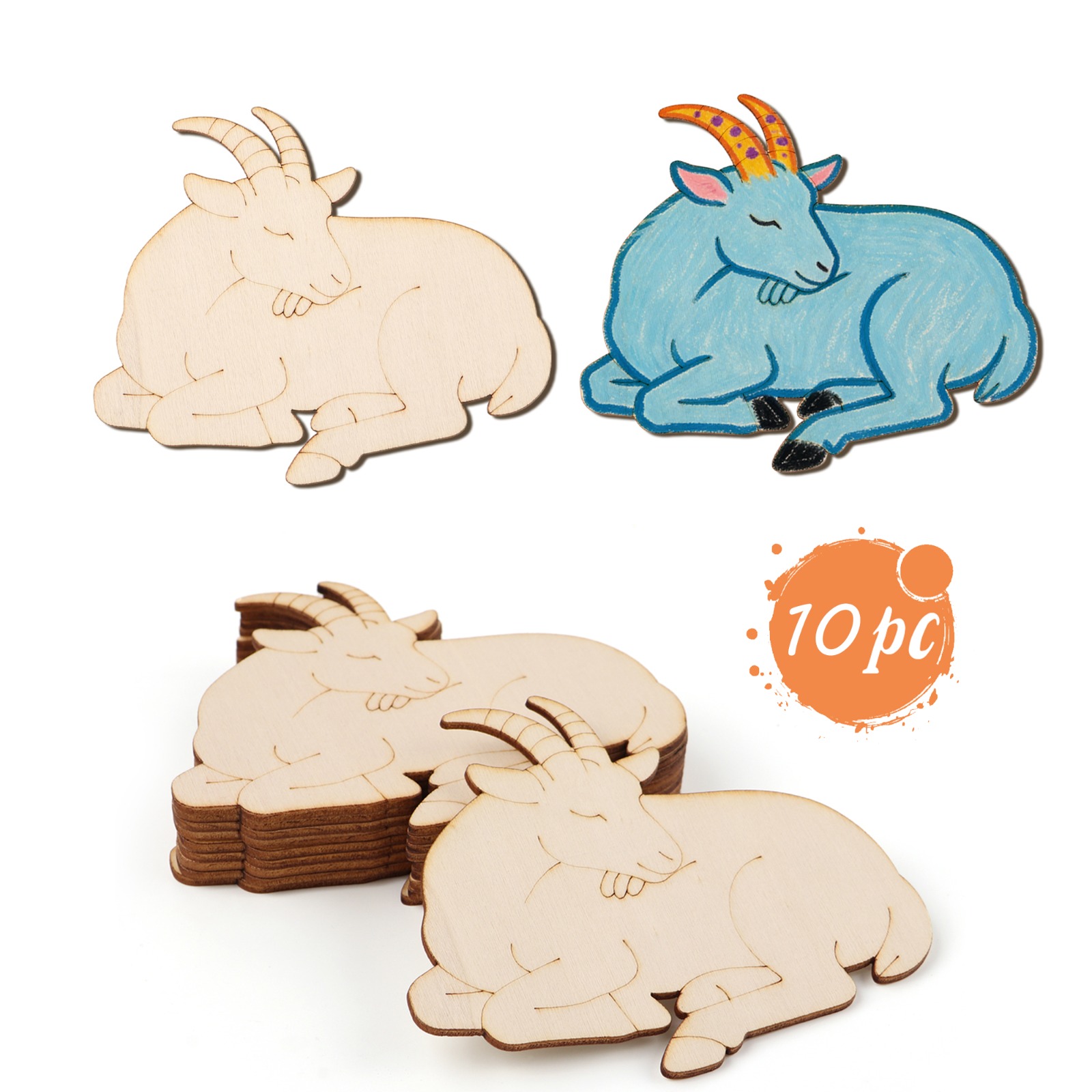 10pcs/set Unfinished Wood Shee - огляд і ціна Art Craft Diy